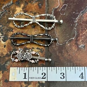 Lilla Rose Silver and Black Hair Clips Set of Three, one price for all